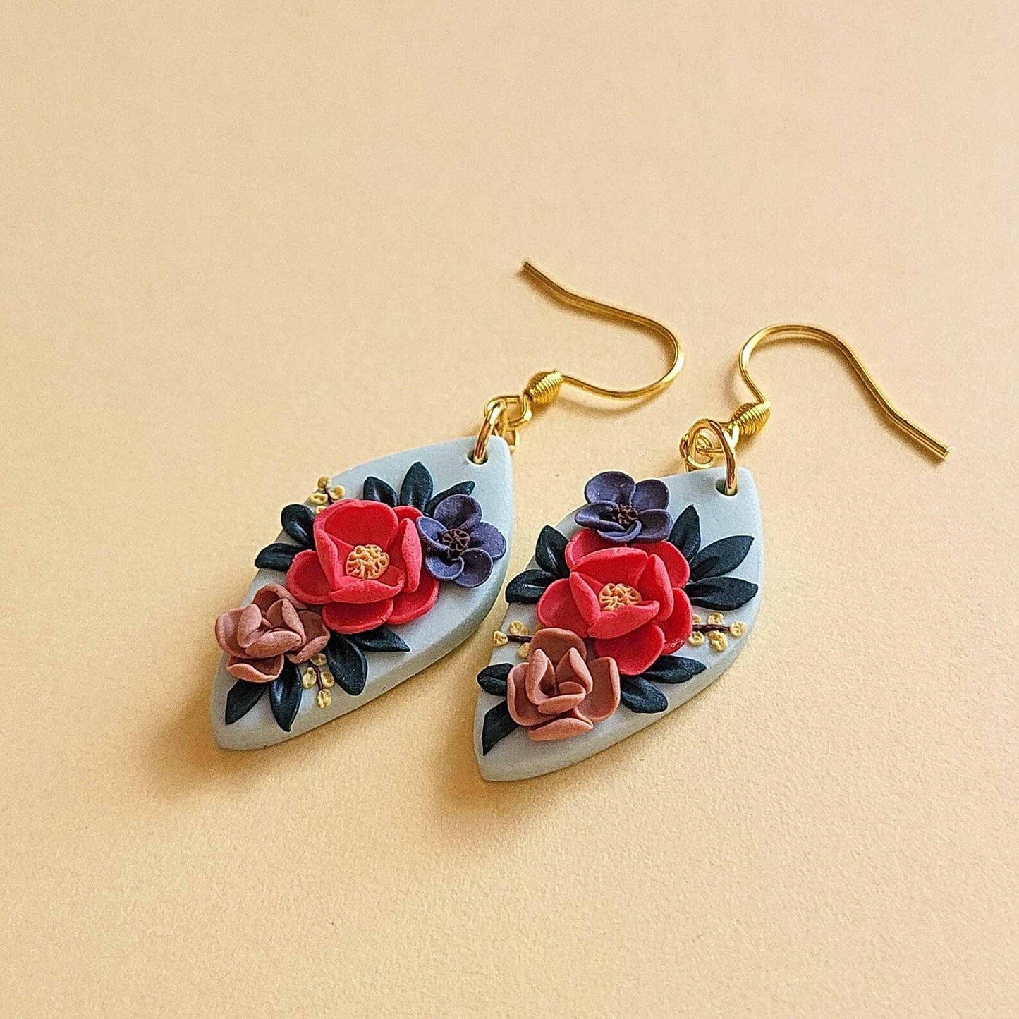 Polymer clay flower earrings