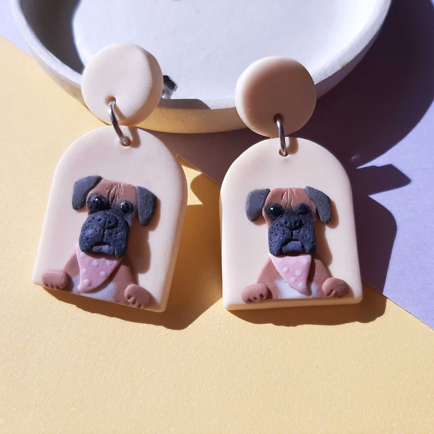 Boxer dog earrings, Handmade gift for Boxer dog lovers