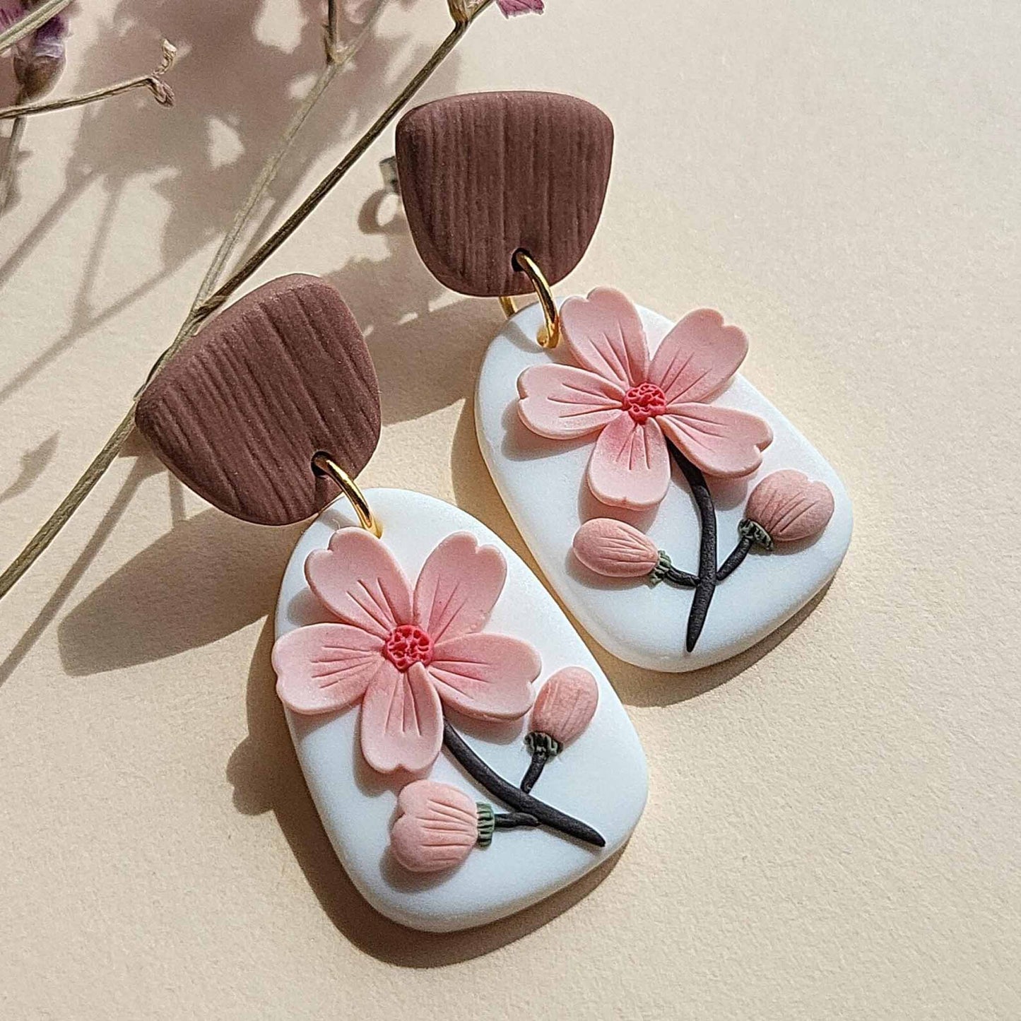 Cherry blossom floral earrings handmade