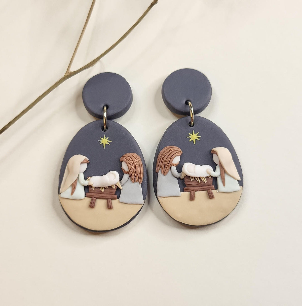 Christmas earrings baby jesus
