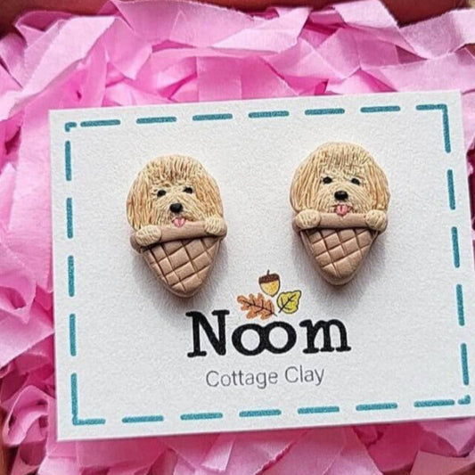 Cute ice cream dog stud earrings