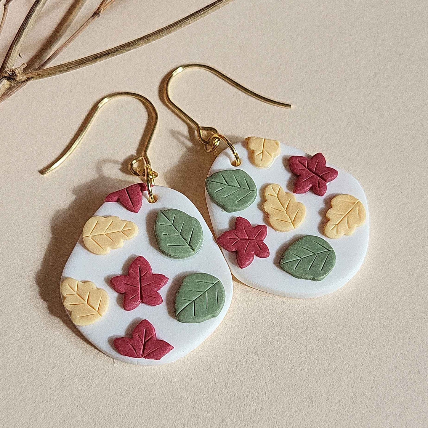 Cute fall leaf polymer clay earrings