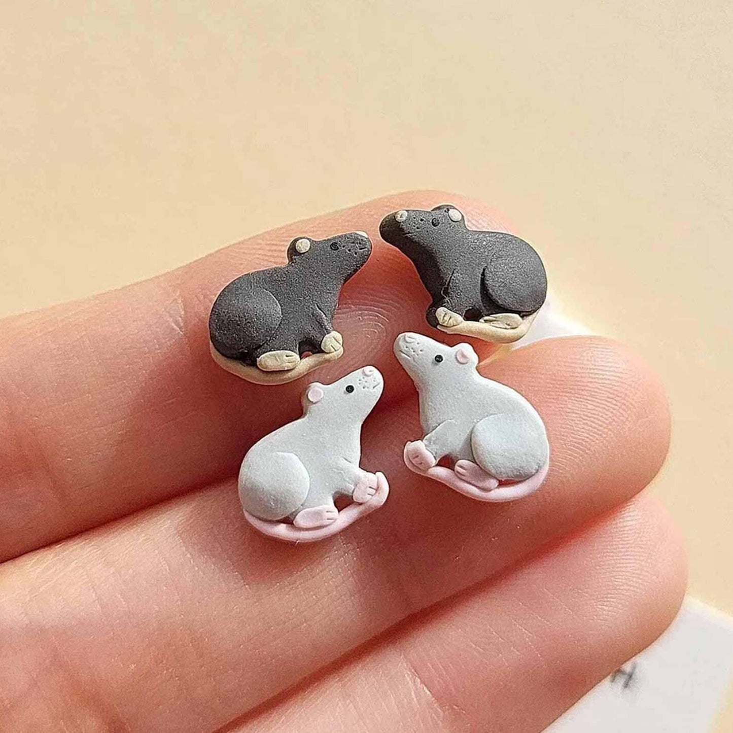 Cute fancy rat stud earrings for girls and women