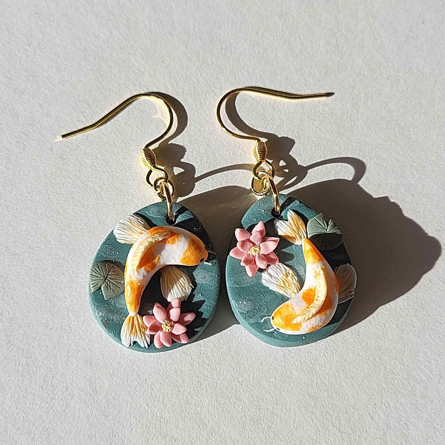 Koi fish polymer clay earrings
