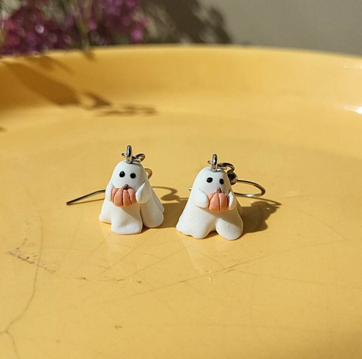Dangle ghost pumpkin earrings