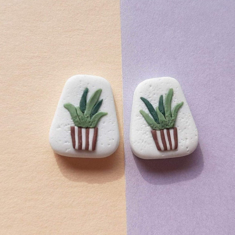 succulent clay earrings Aloe Vera Stud Earrings