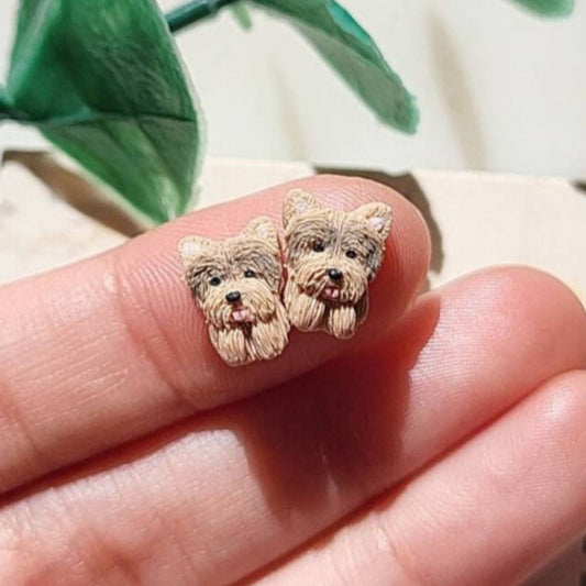 Cute tiny Yorkie stud earrings