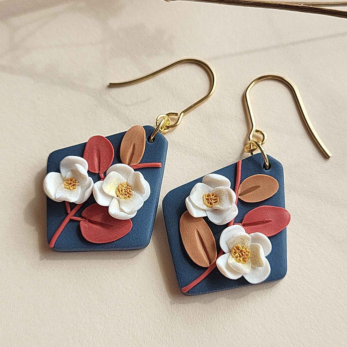 Delicate floral clay earrings