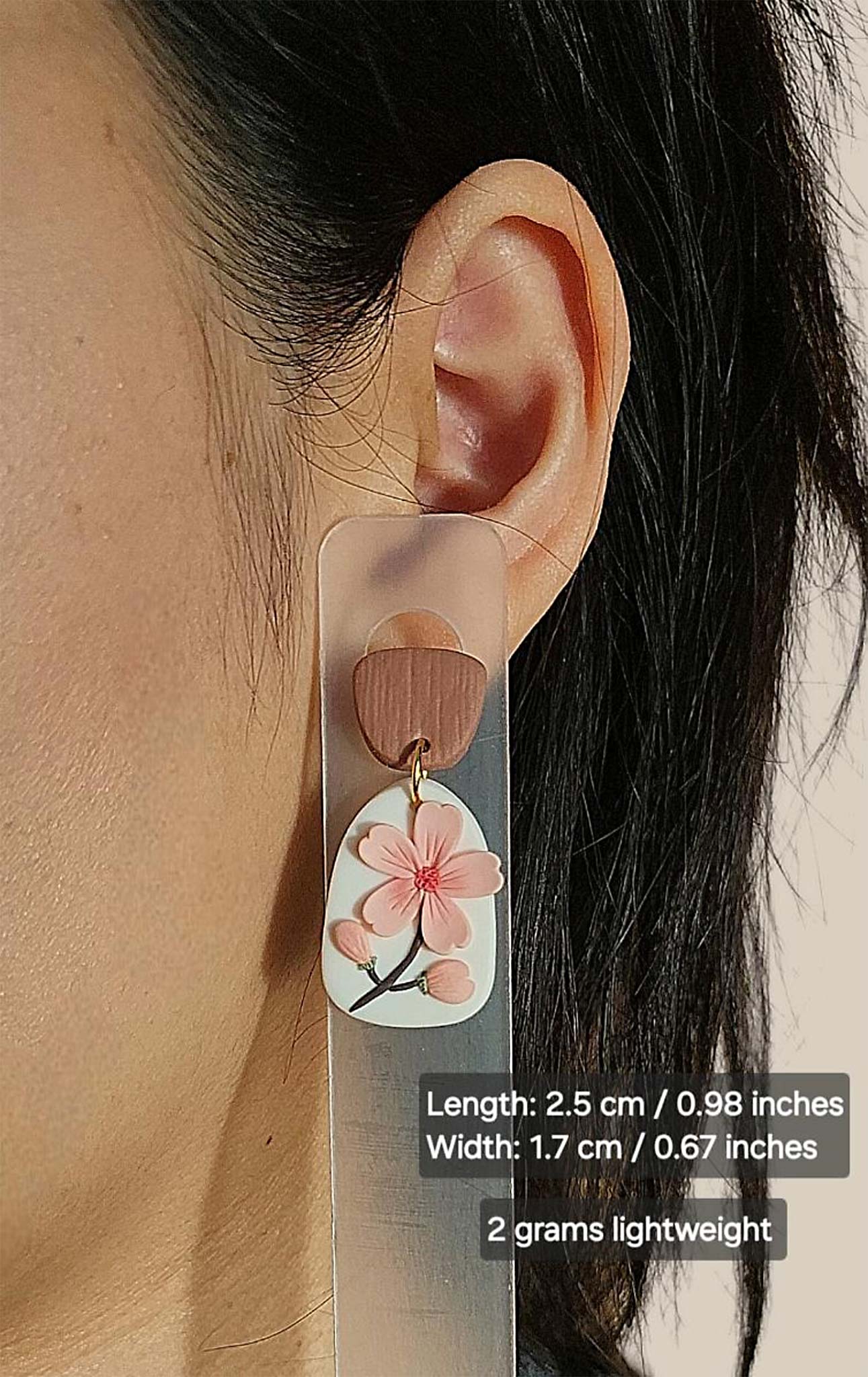 Dangle and drop flower earrings handmade polymer clay jewelry