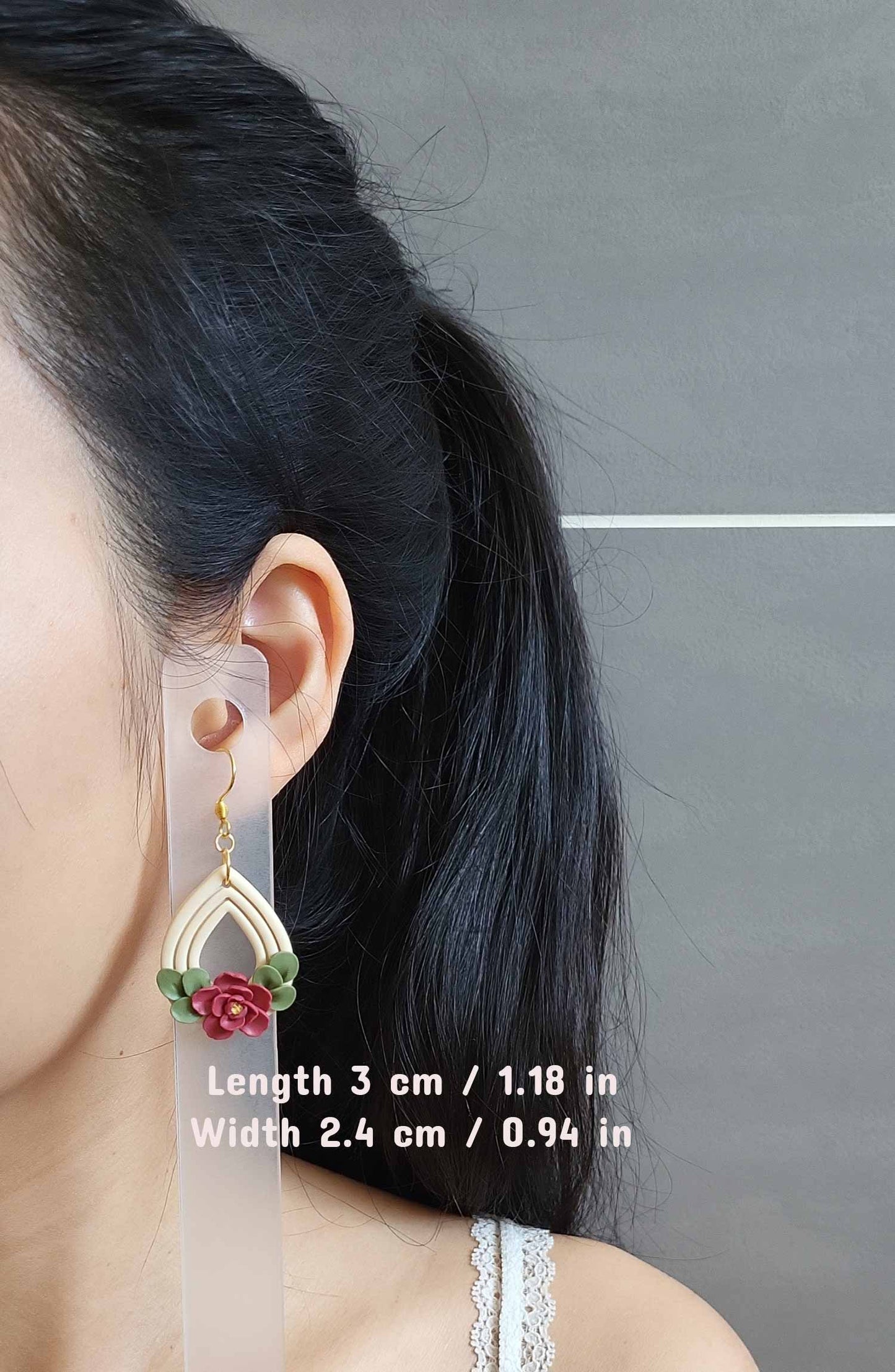 Dangle flower polymer clay earrings
