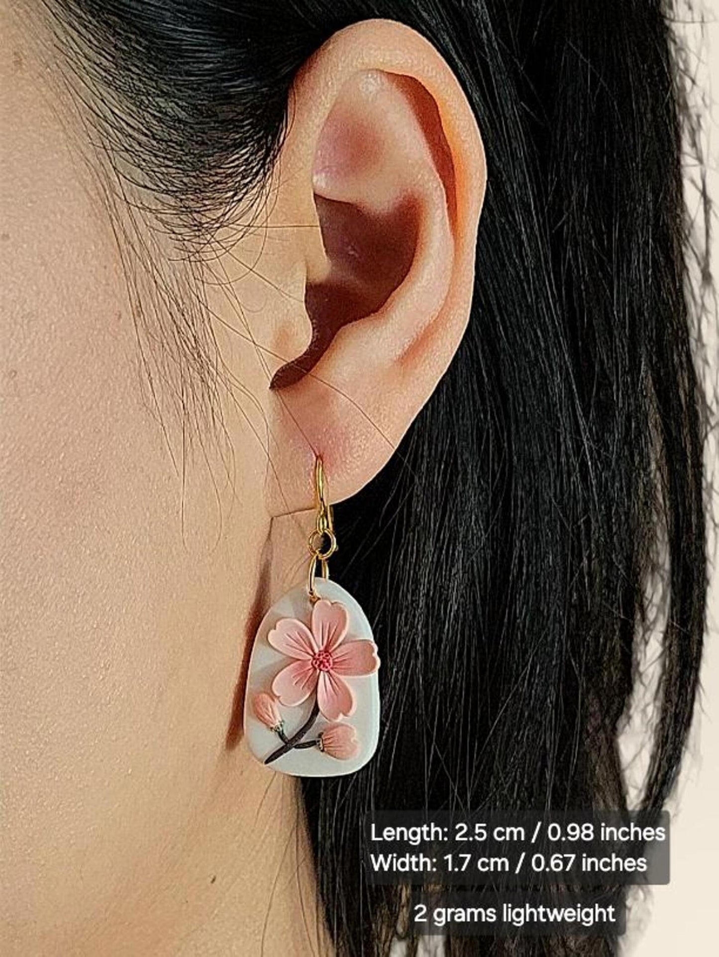 Dangle spring flower clay earrings