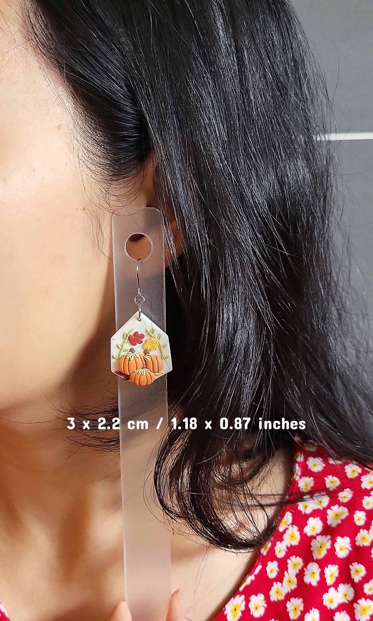 Autumn fall pumpkin polymer clay earrings