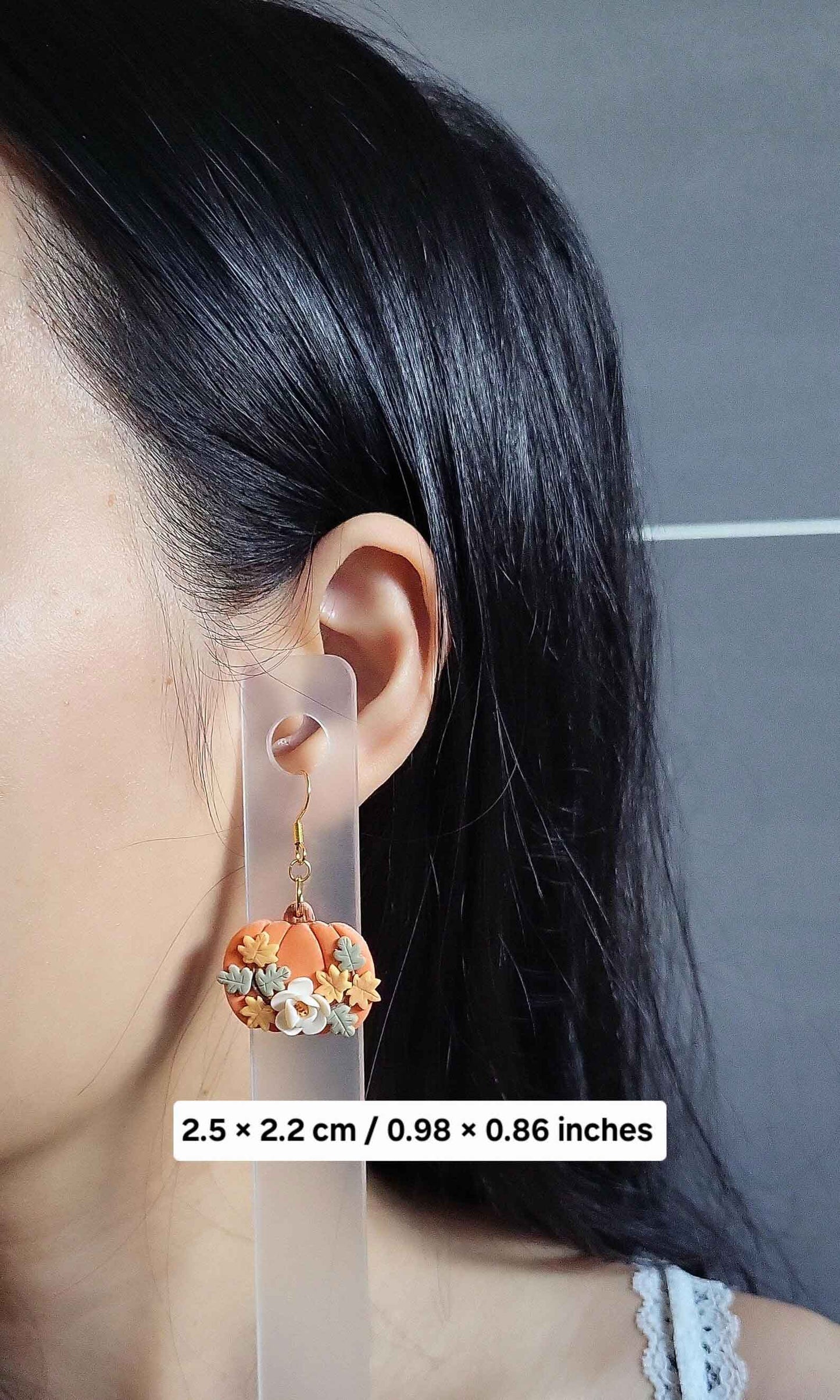 Dangle fall pumpkin earrings handmade