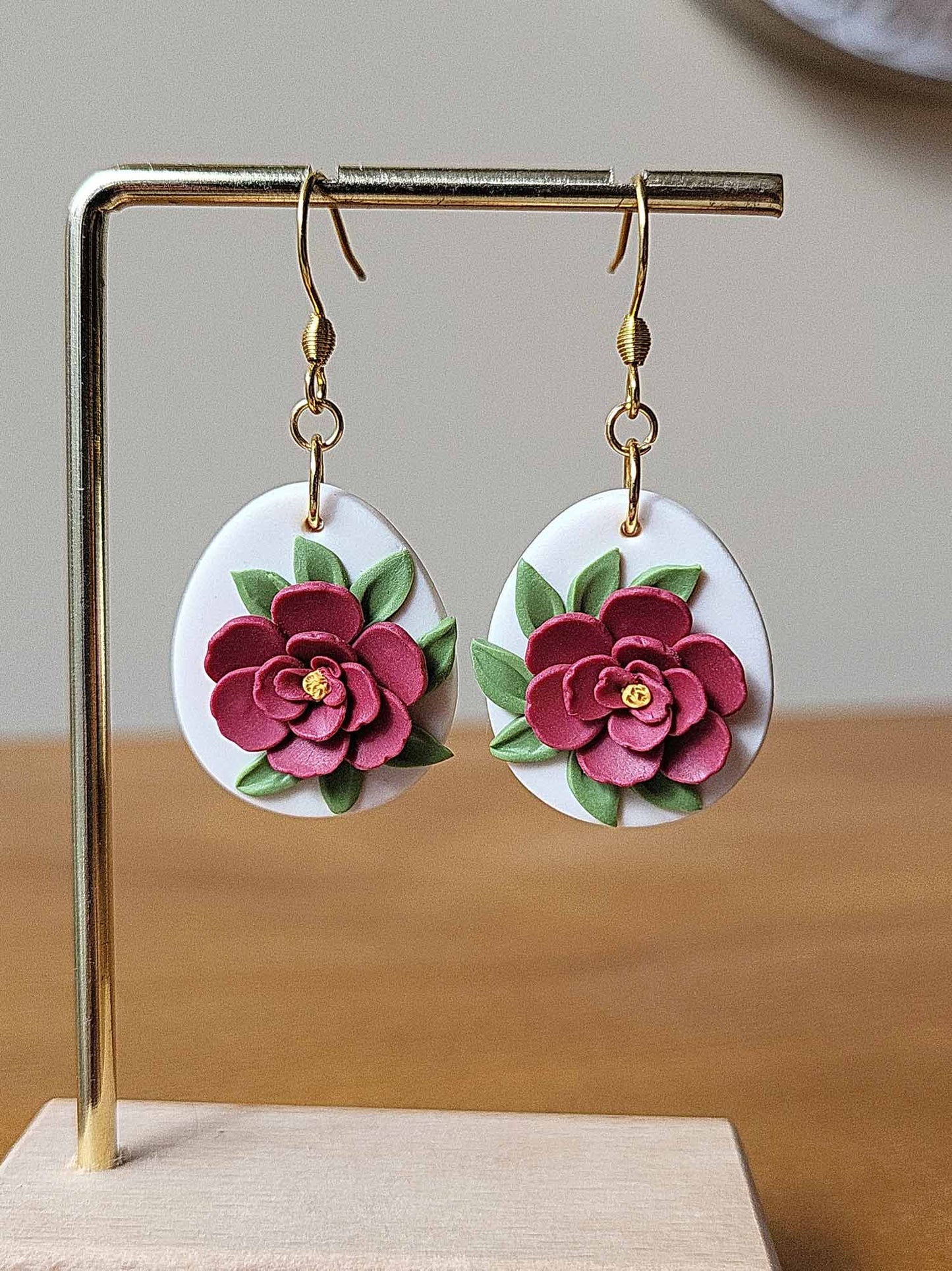 Delicate flower polymer clay earrings