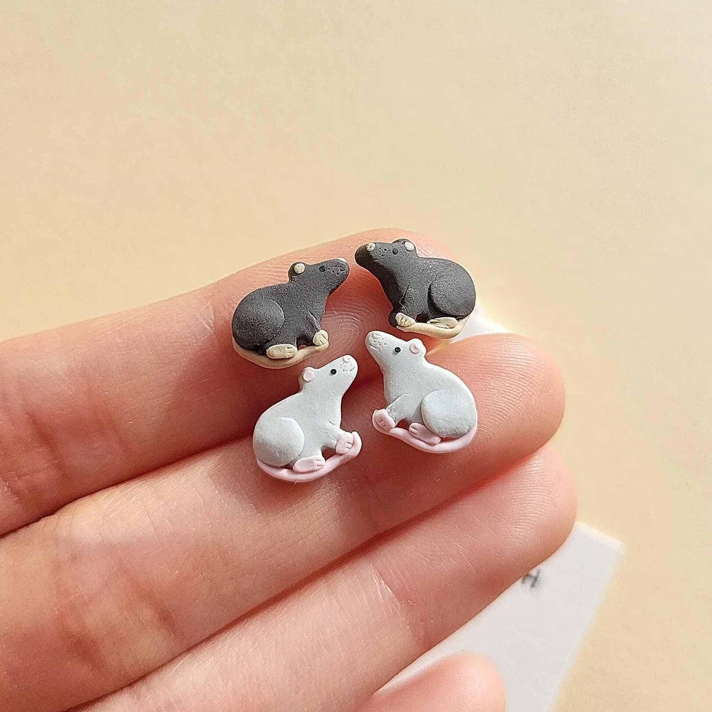 Cute fancy rat stud earrings for girls and women