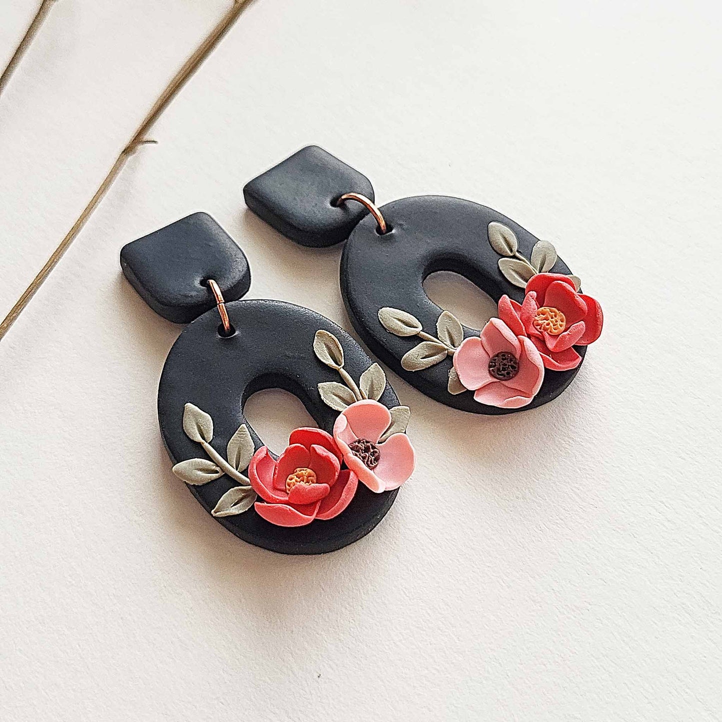 Cute floral clay earrings