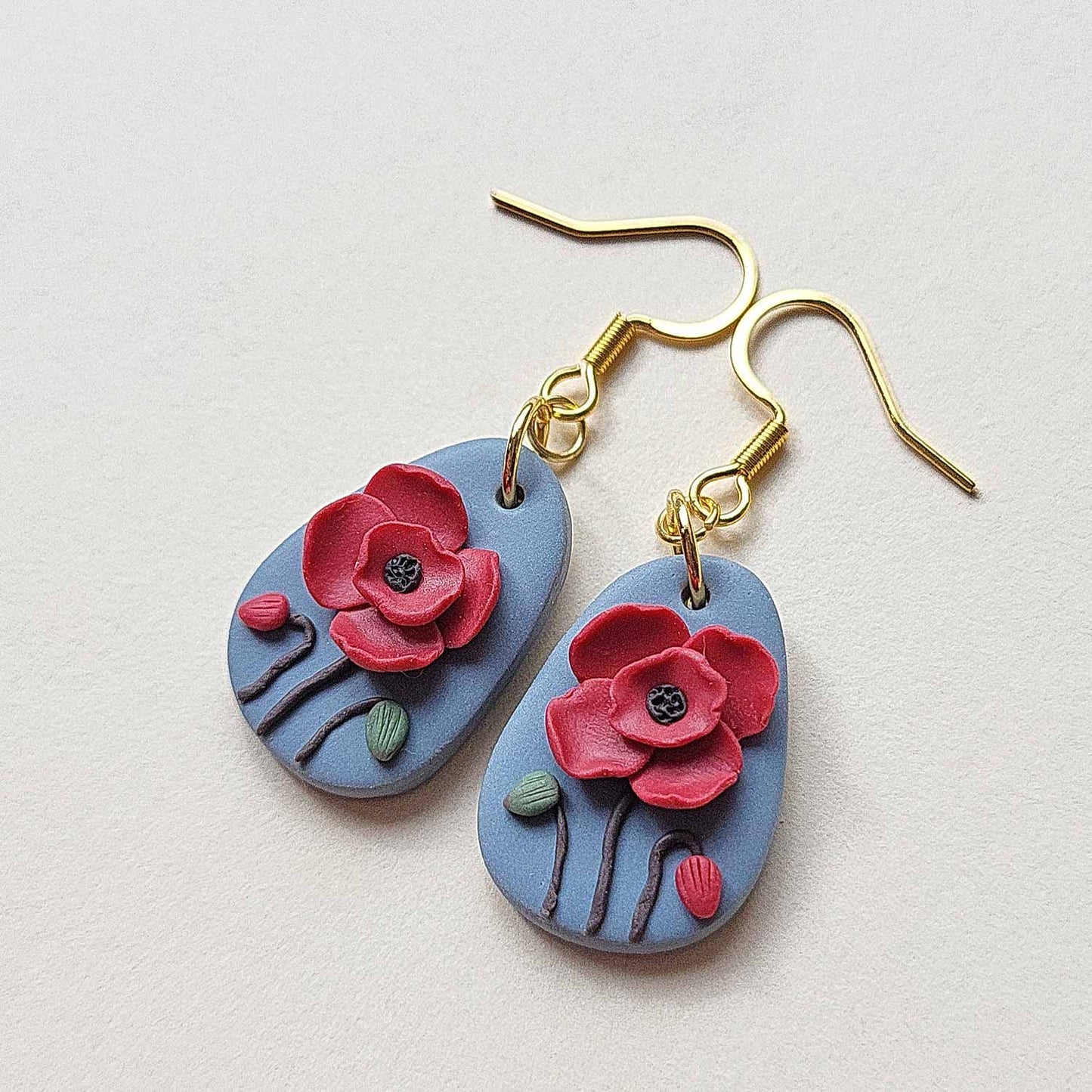 Drop Flower clay earrings