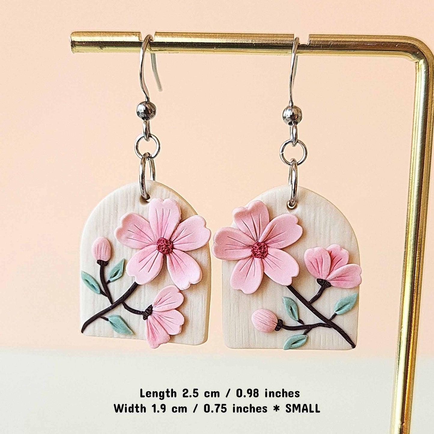 Dangle floral clay earrings