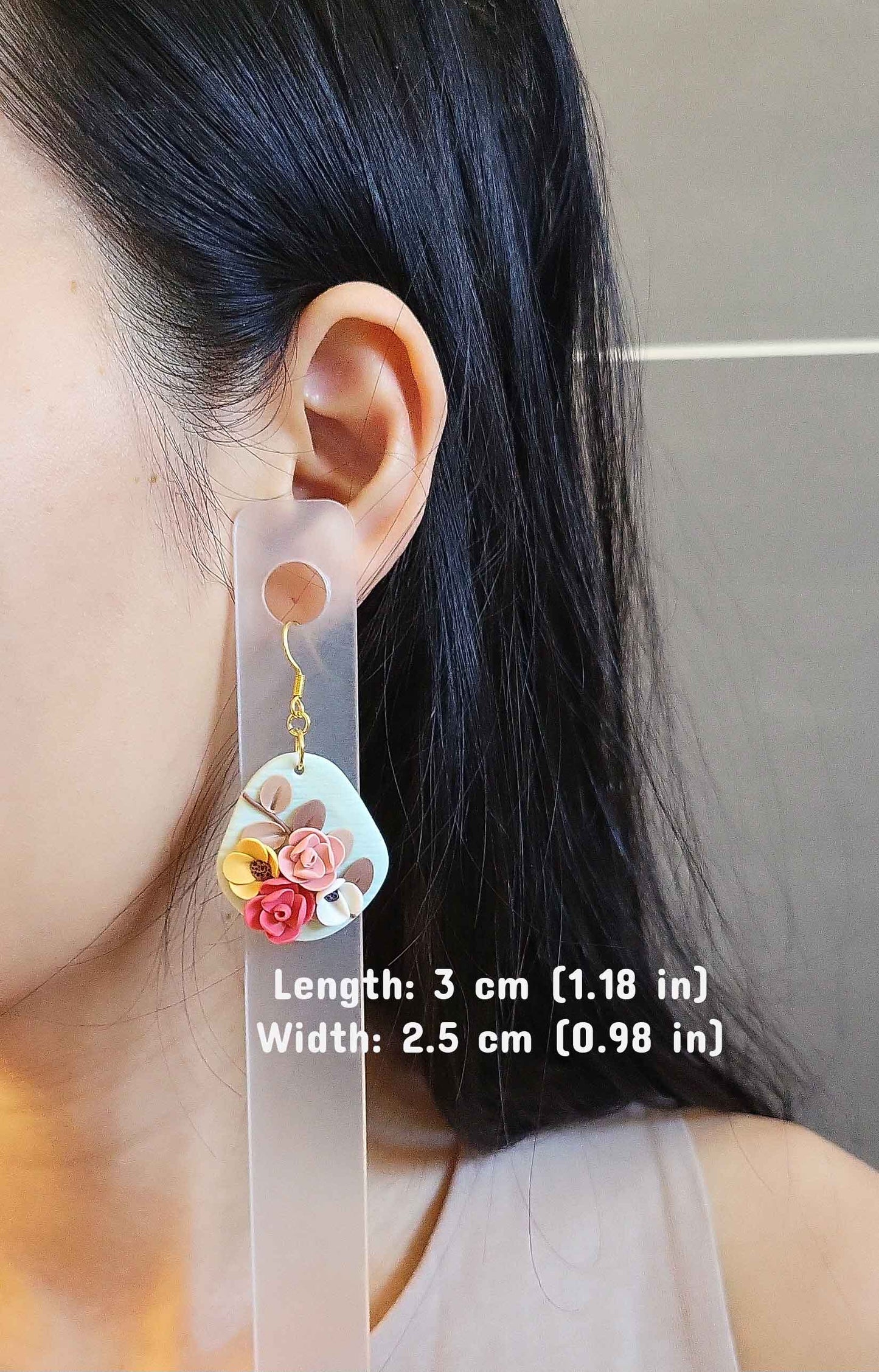 Flower bouquet polymer clay earrings