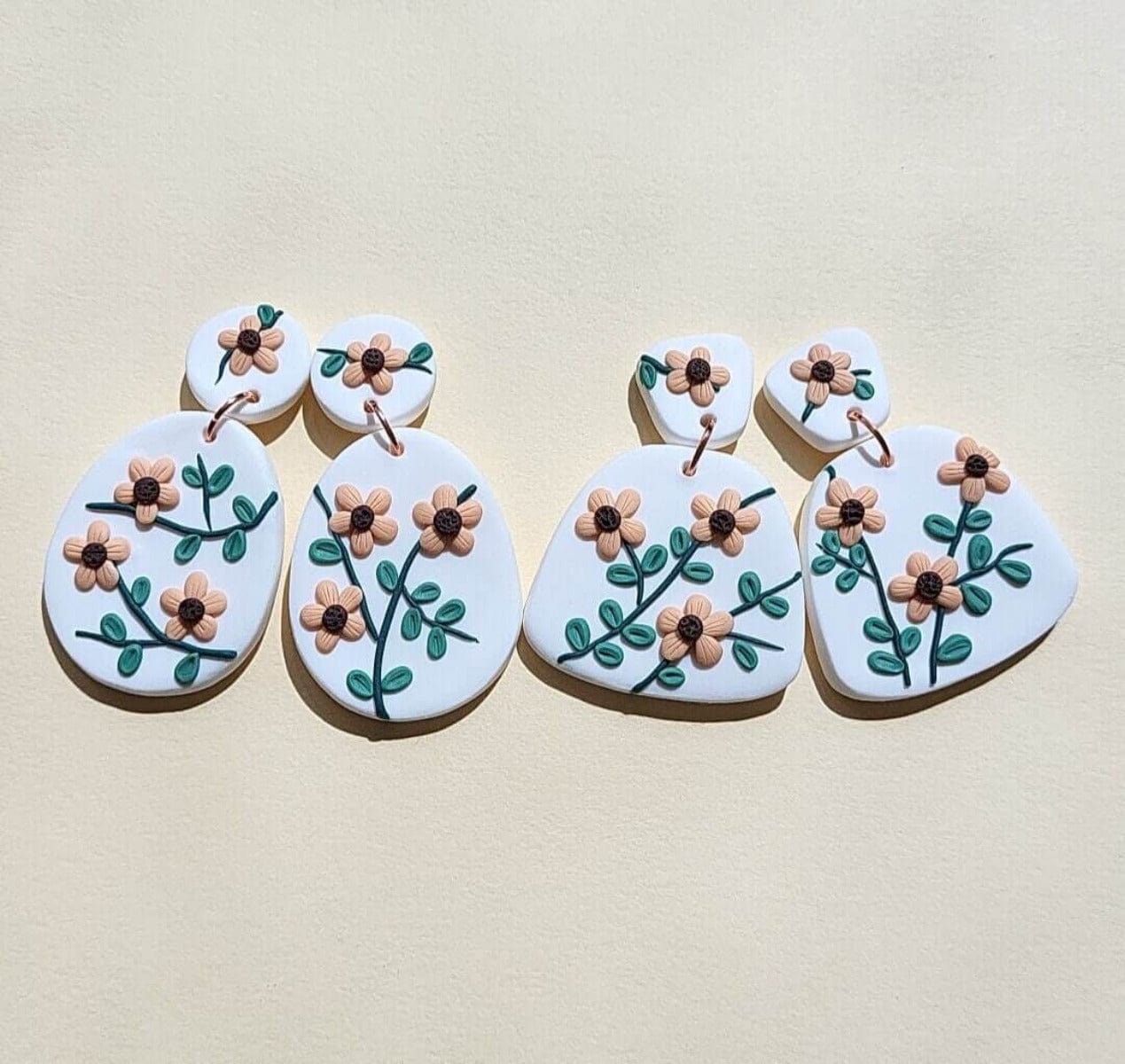 handmade flower clay earrings