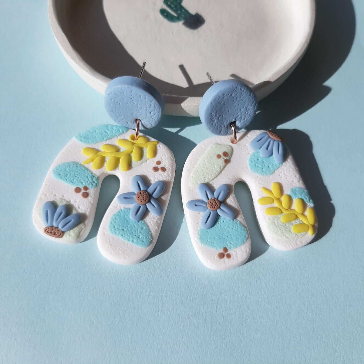 Flower polymer clay earrings