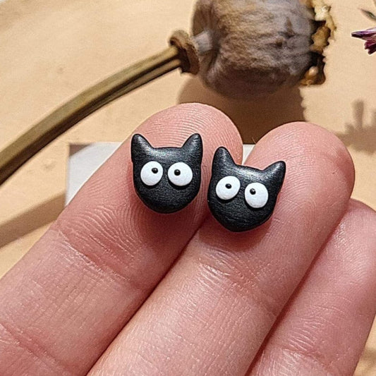Funny cat stud earrings