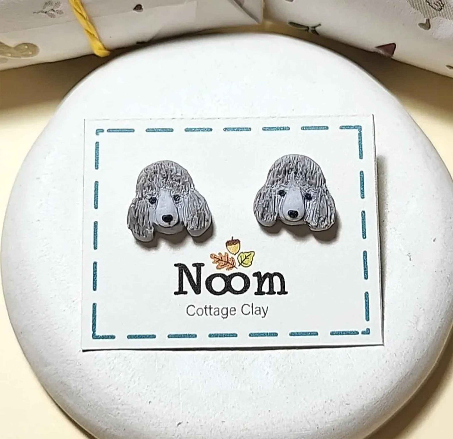 Gray Poodle stud earrings, cute Poodle gifts for her