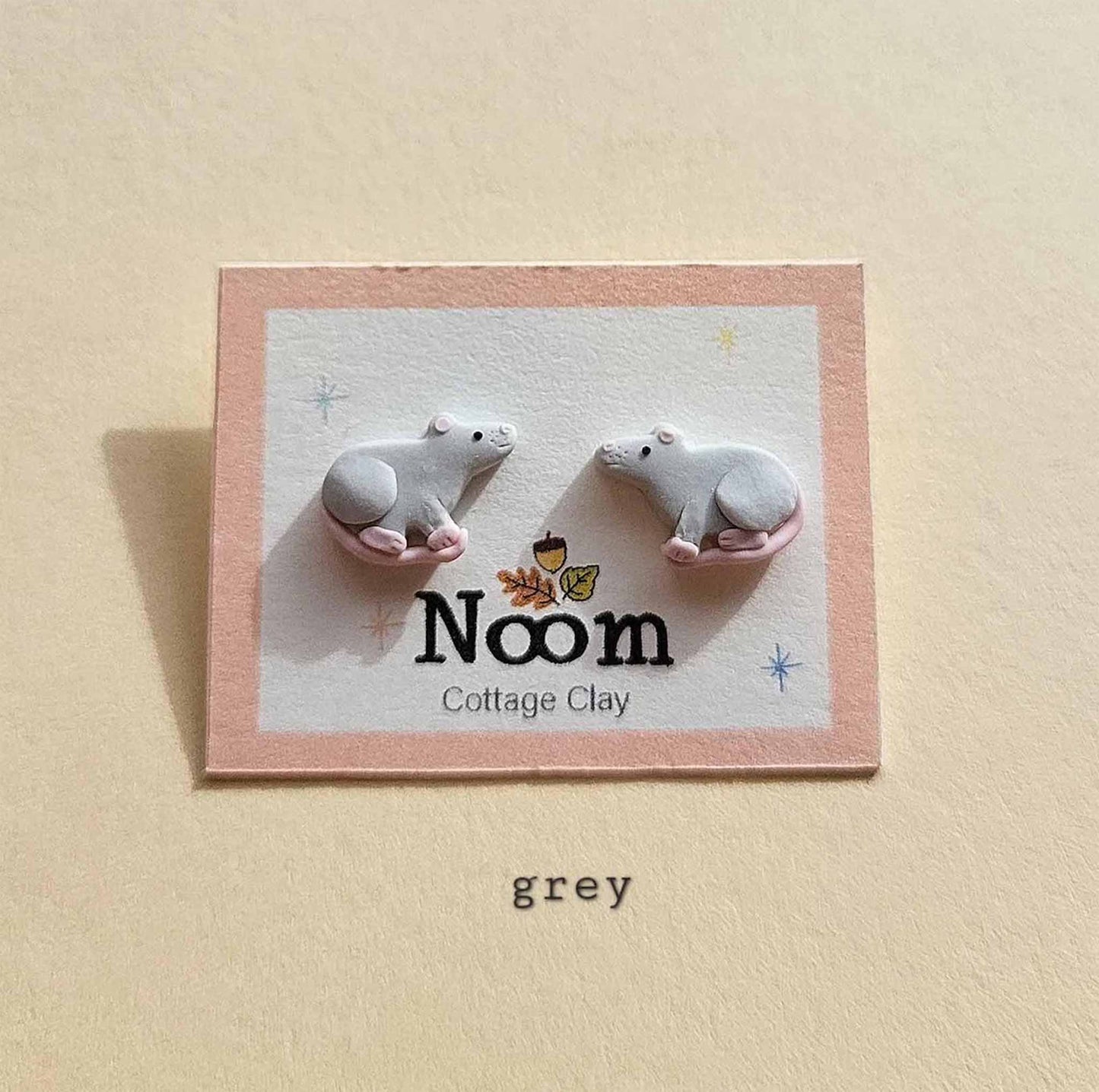 Gray rat earrings