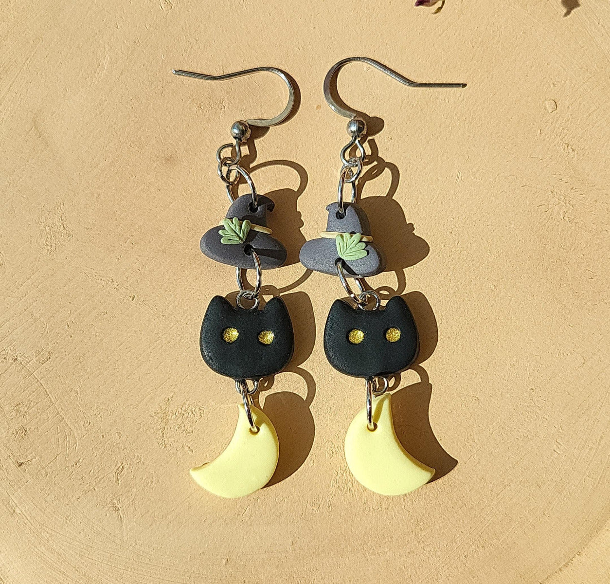 Cute Halloween black cat earrings
