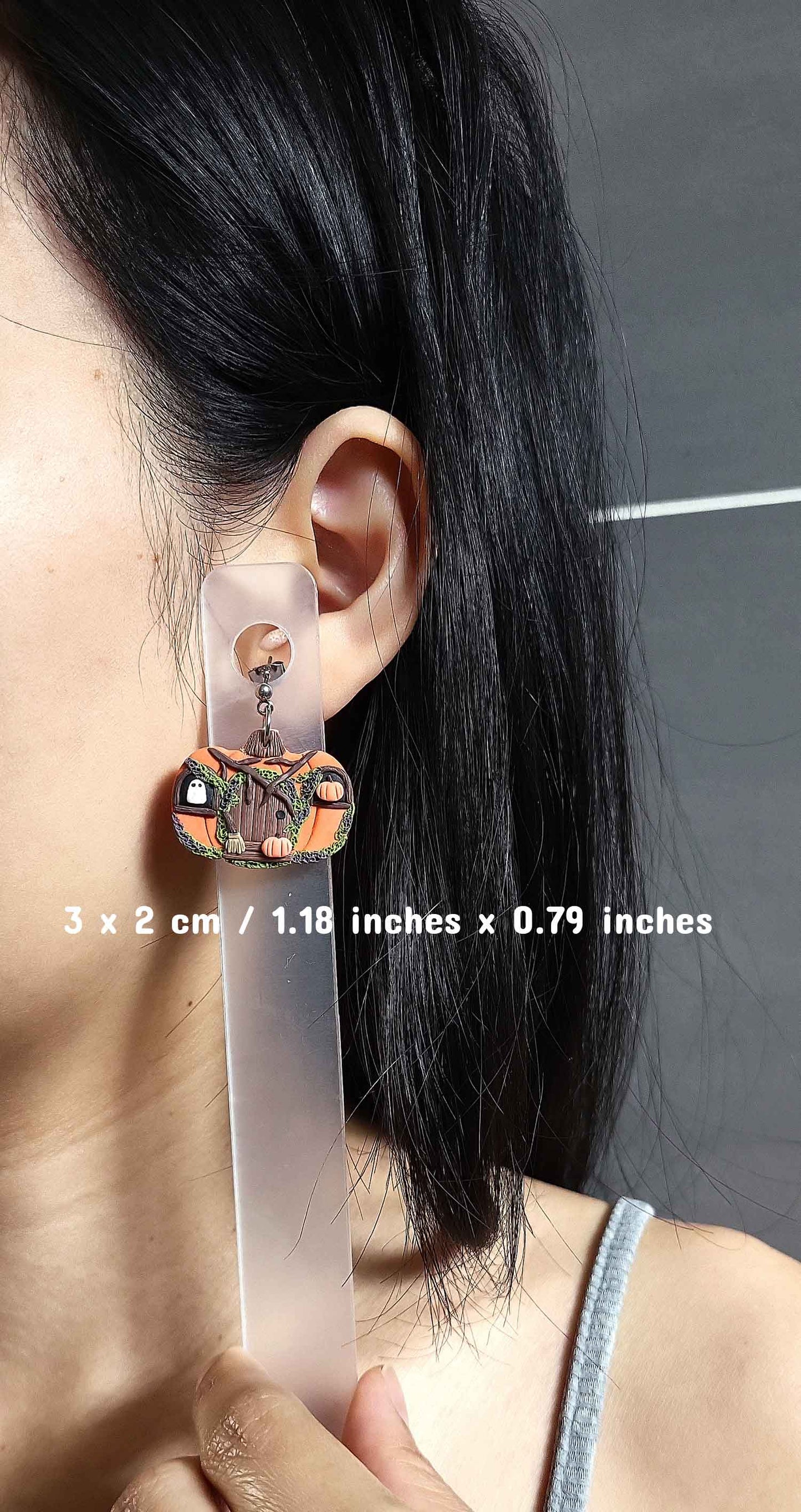 Halloween pumpkin earrings polymer clay