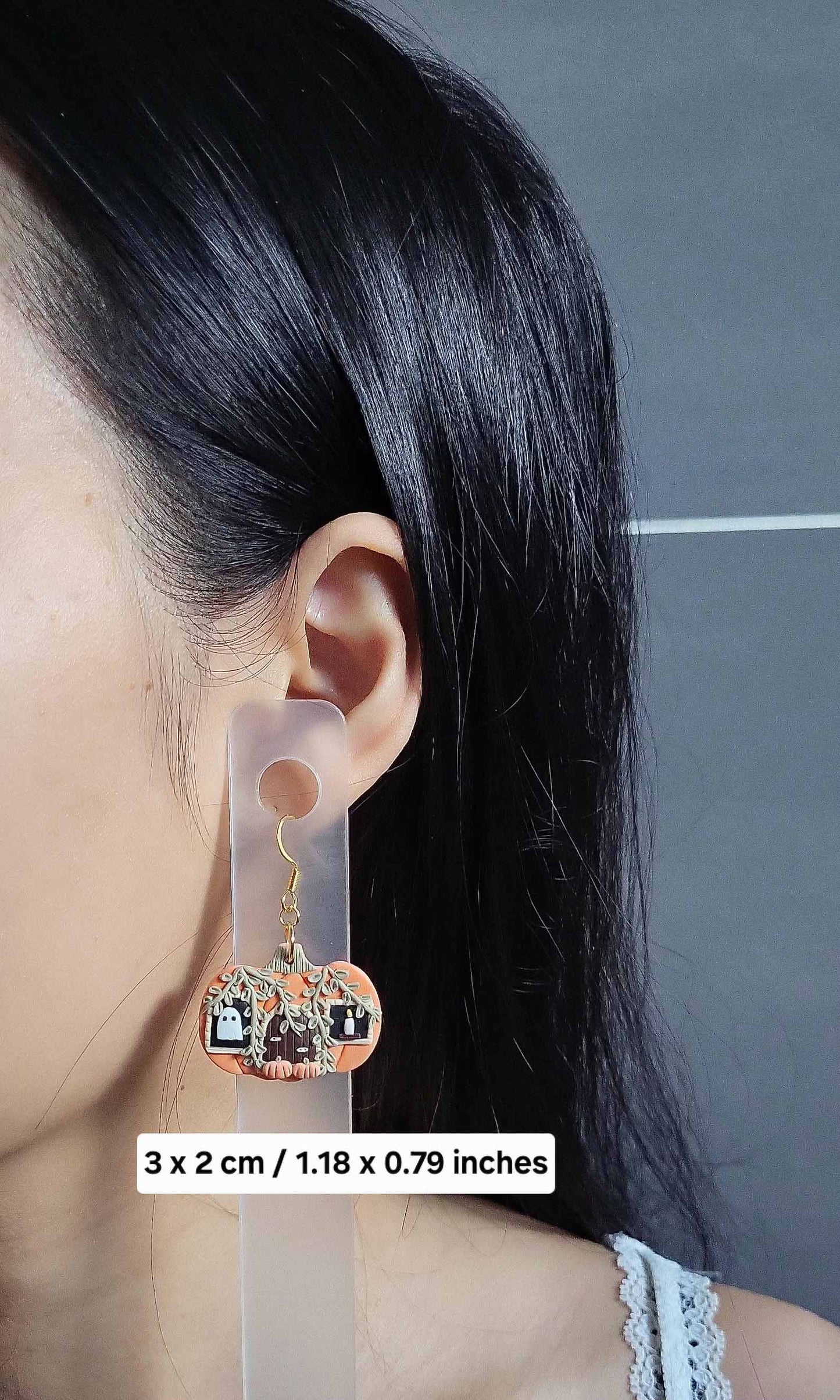 Halloween pumpkin ghost polymer clay earrings handmade