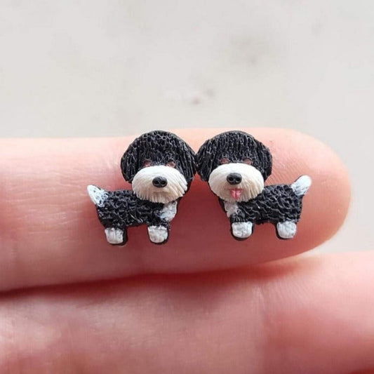 Black Doodle dog stud earrings, custom dog earrings