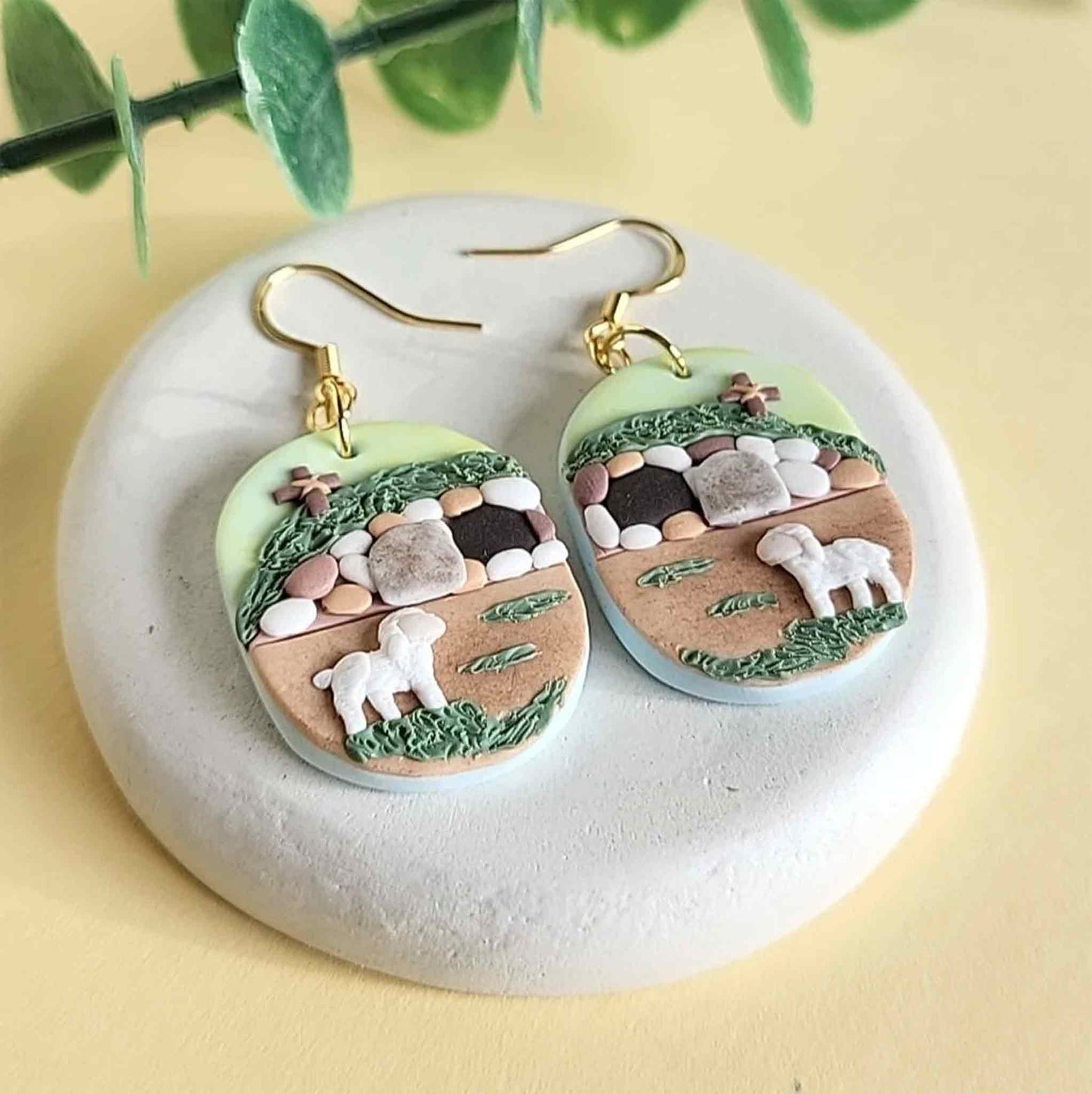 Empty tomb scene earrings