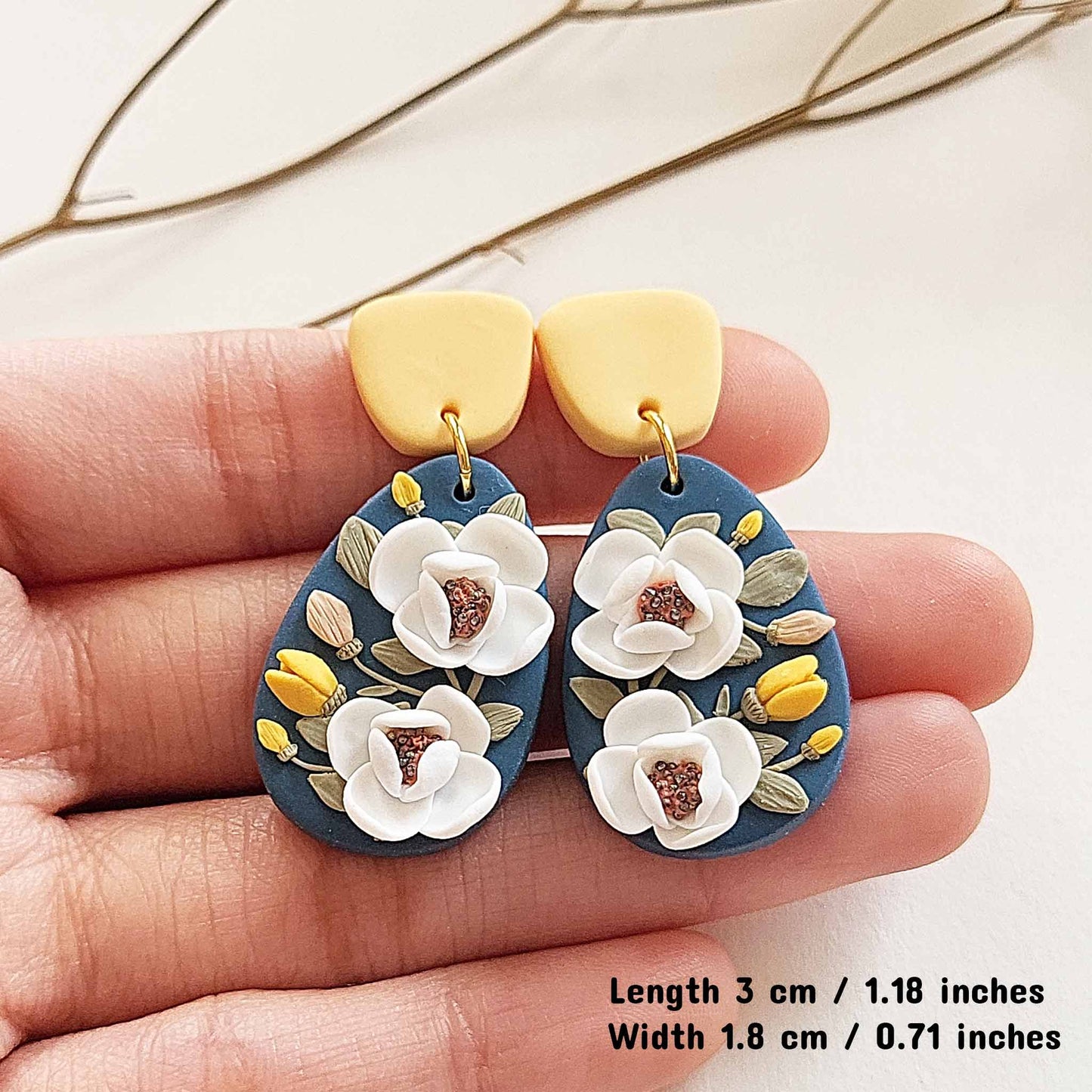 Handmade flower polymer clay earrings