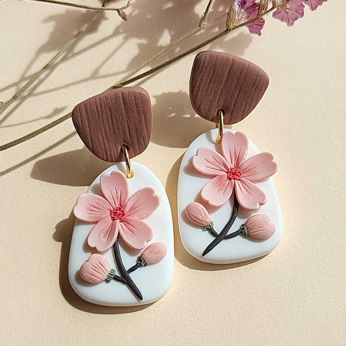 Handmade Sakura flower earrings