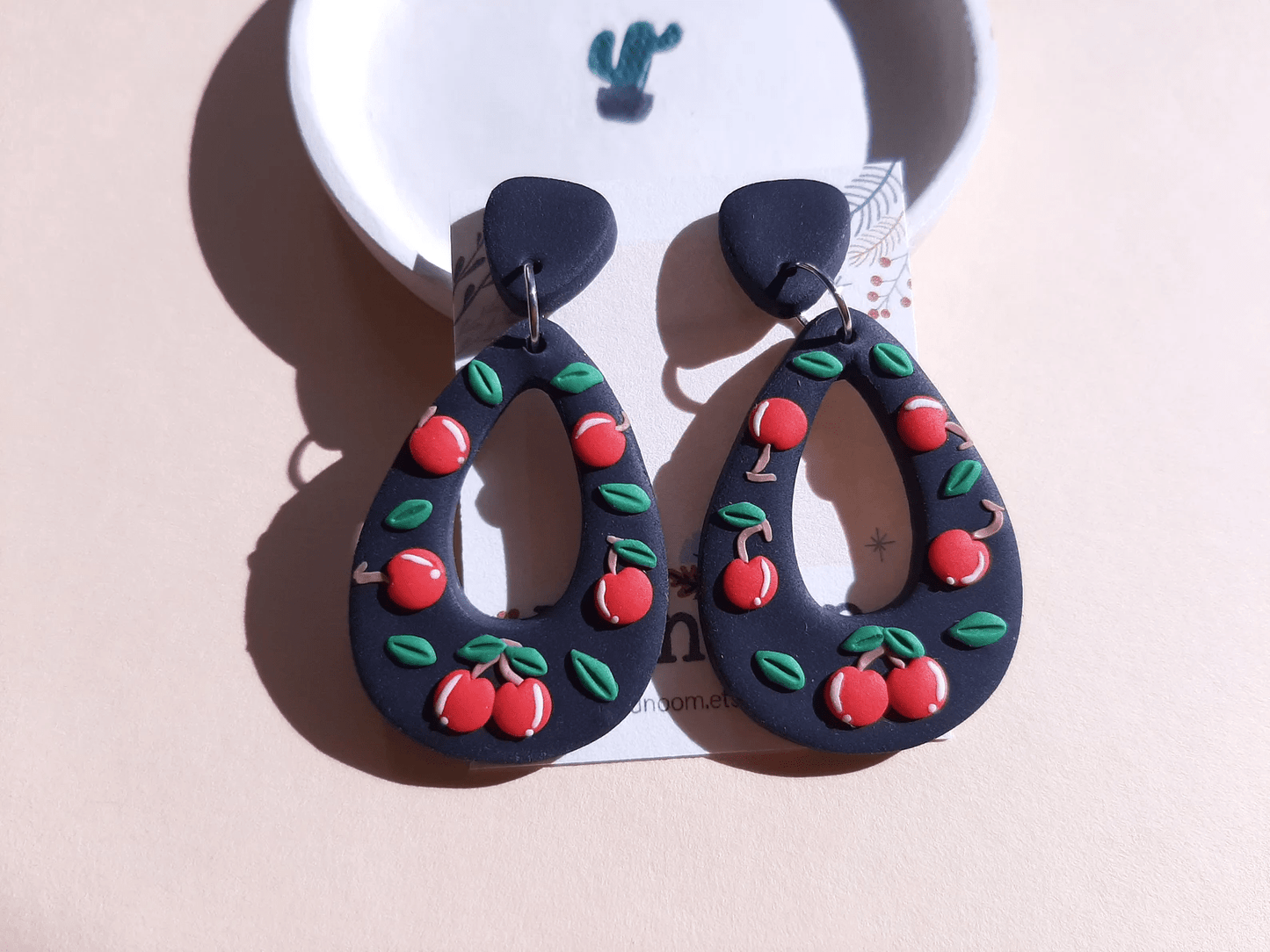 Polymer Clay Cherry Earrings - Cherry Hairclip