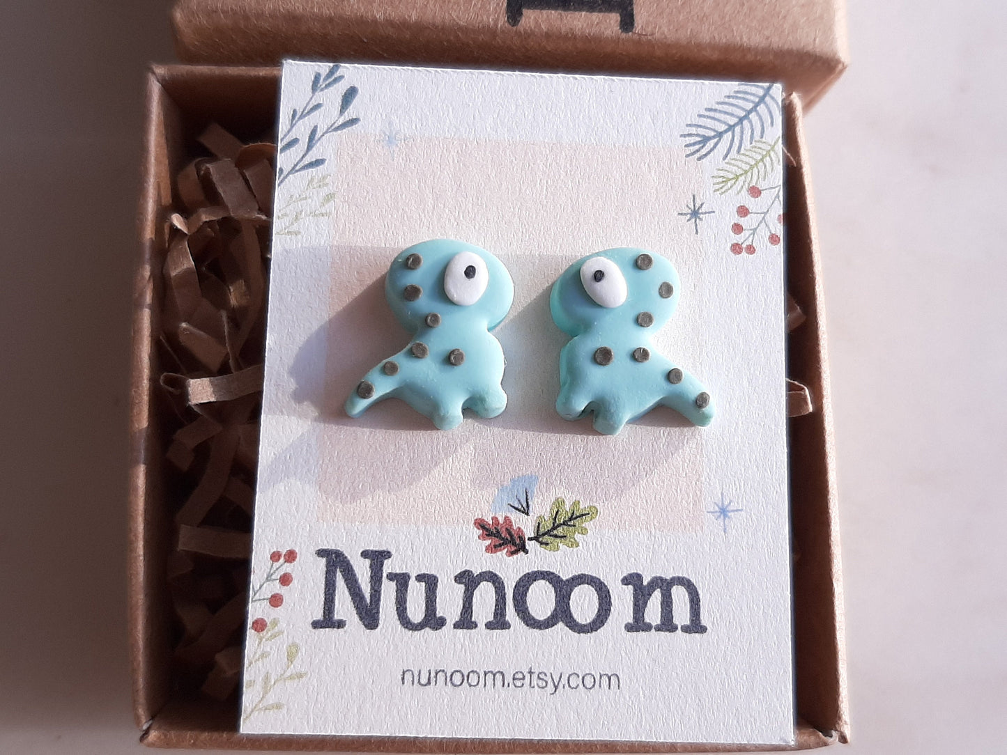 Dinosaur Stud Earrings | Polymer Clay Jewelry | Stocking Filler