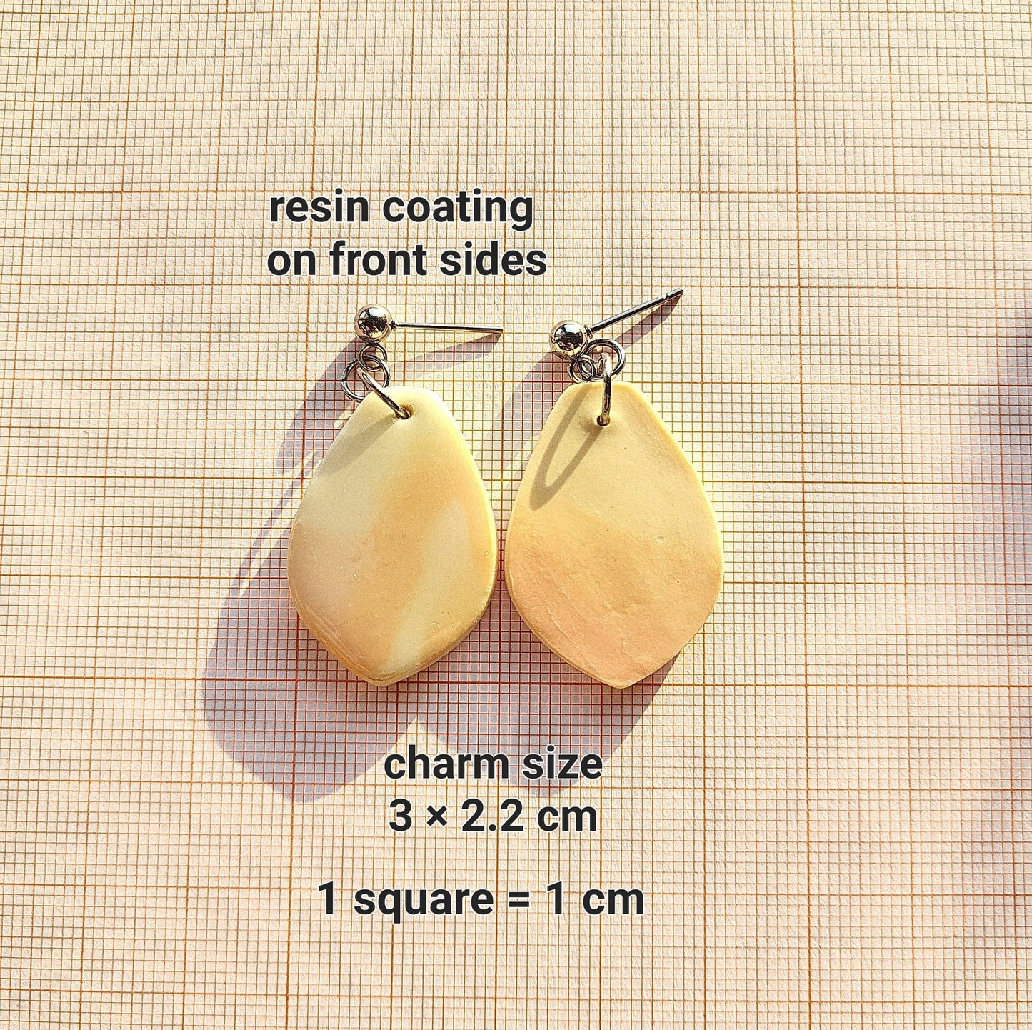 Modern Marble Earrings, Resin Coated Front, Polymer Clay Earrings, Handmade Jewelry