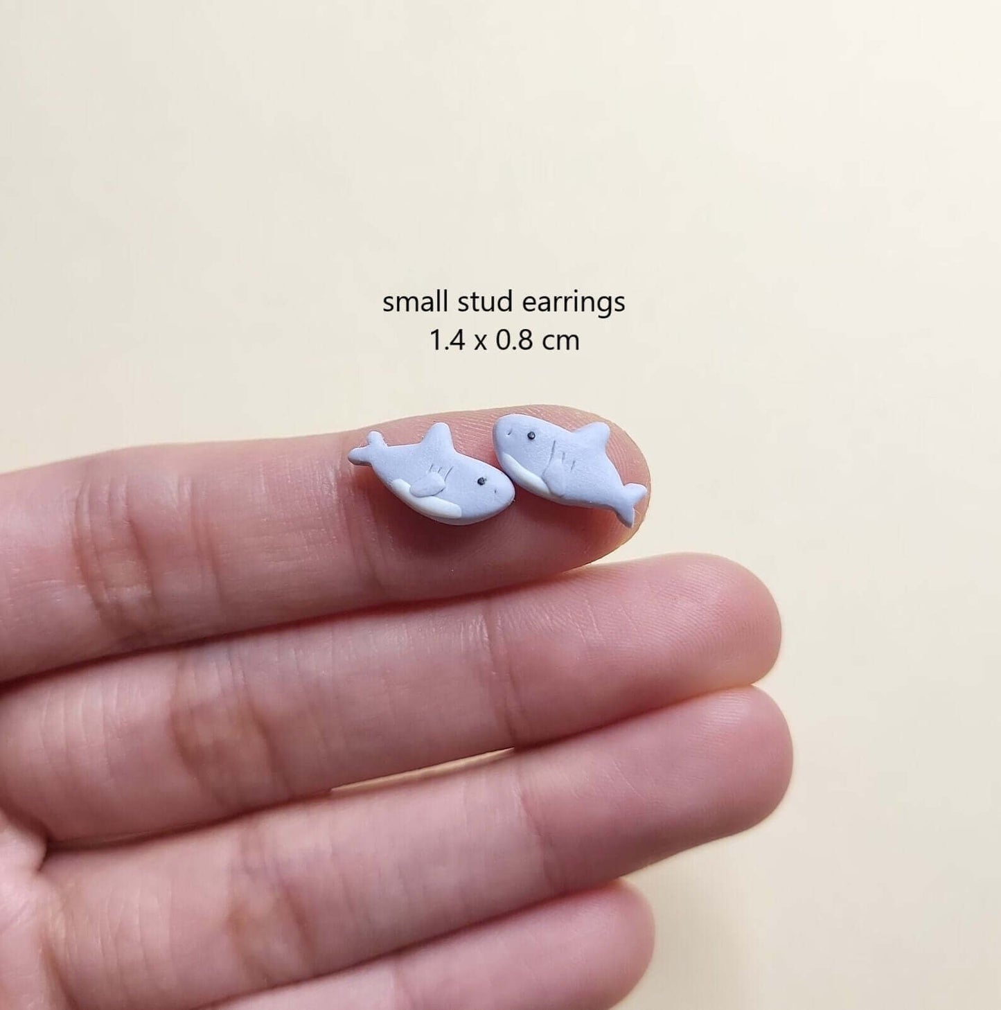 Shark Stud Earrings • Cute Shark Gift • Ocean Creature Earrings • Polymer Clay Jewelry • Gift For Her