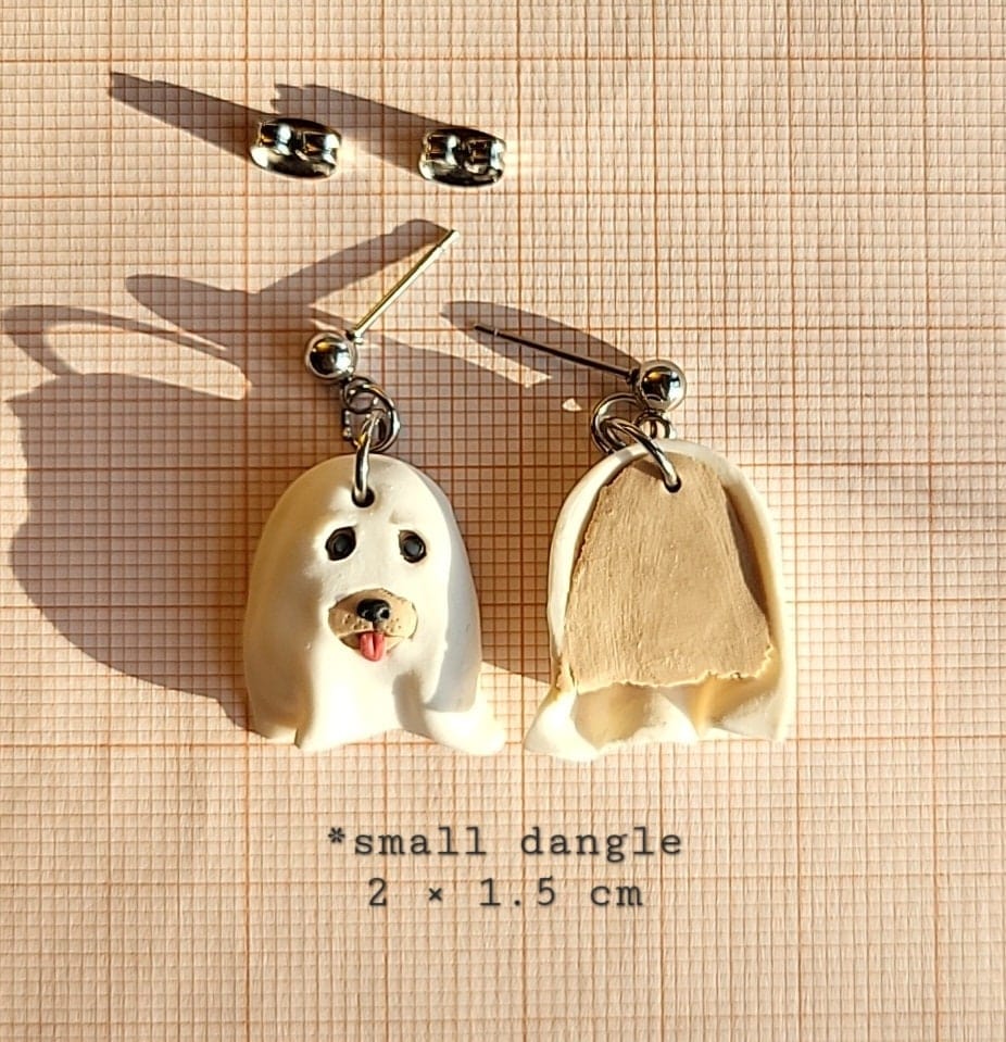 Funny Dog Ghost Earrings • Halloween Earrings • Polymer Clay Jewelry • Gifts For Her