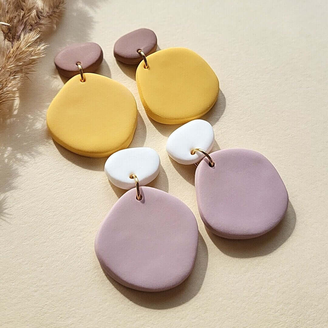 magenta clay earrings