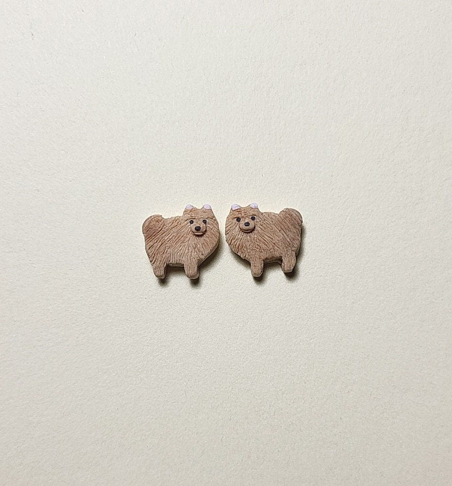 Boucles d'oreilles chien Spitz • Bijoux mignons Poméranien • Cadeaux chien Pom Pom à moins de 20