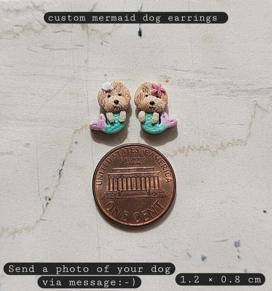 Custom Mermaid Dog Earrings - Cute Personalised Dog Gifts Under 30