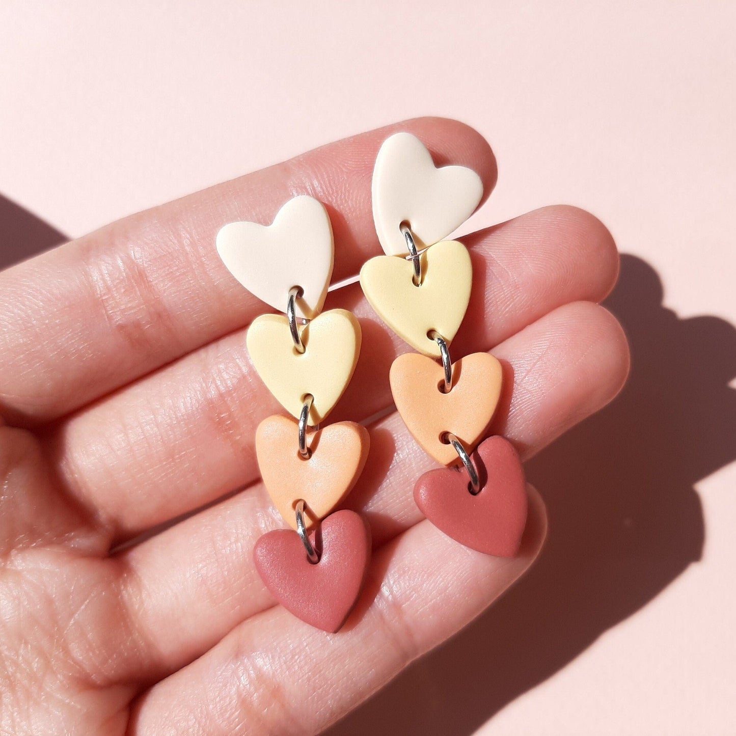 Dangle And Drop Heart Earrings