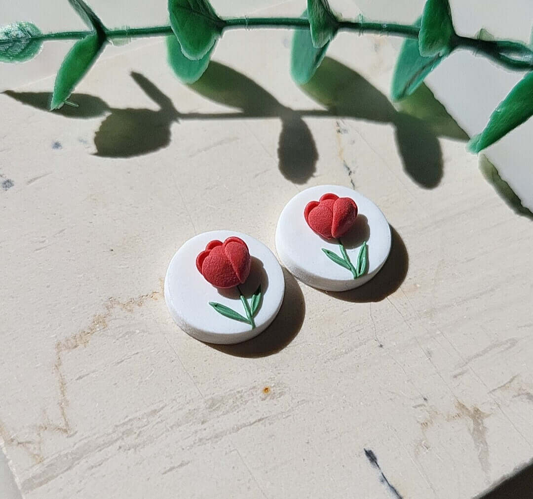 Tulip Stud Earrings - Handmade Floral Earrings