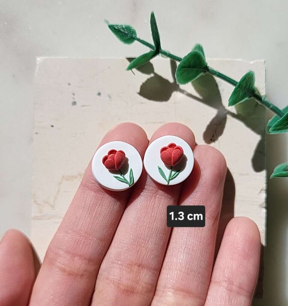Tulip Stud Earrings - Handmade Floral Earrings
