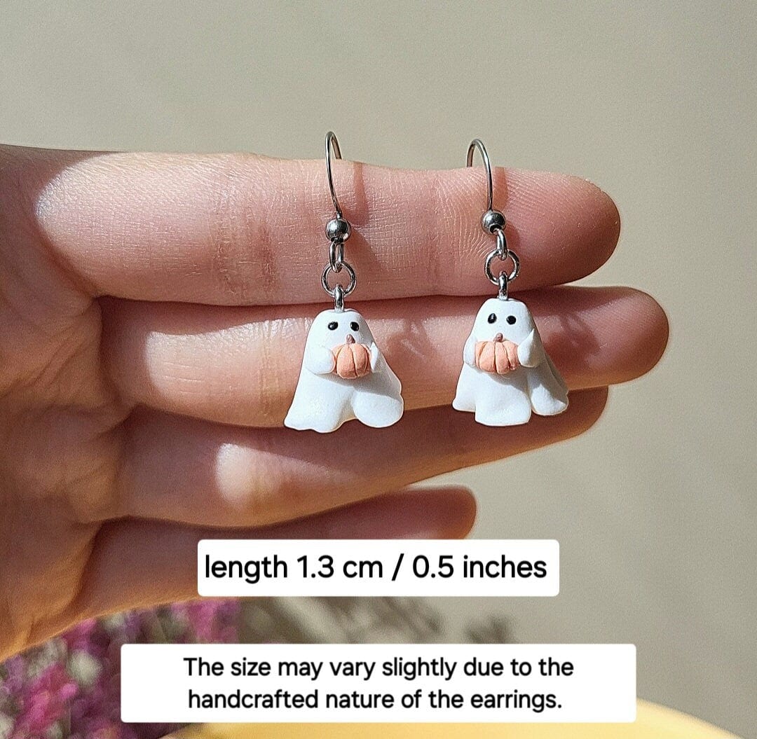 Halloween Ghost Pumpkin Earrings | Spooky Autumn Fall Jewelry