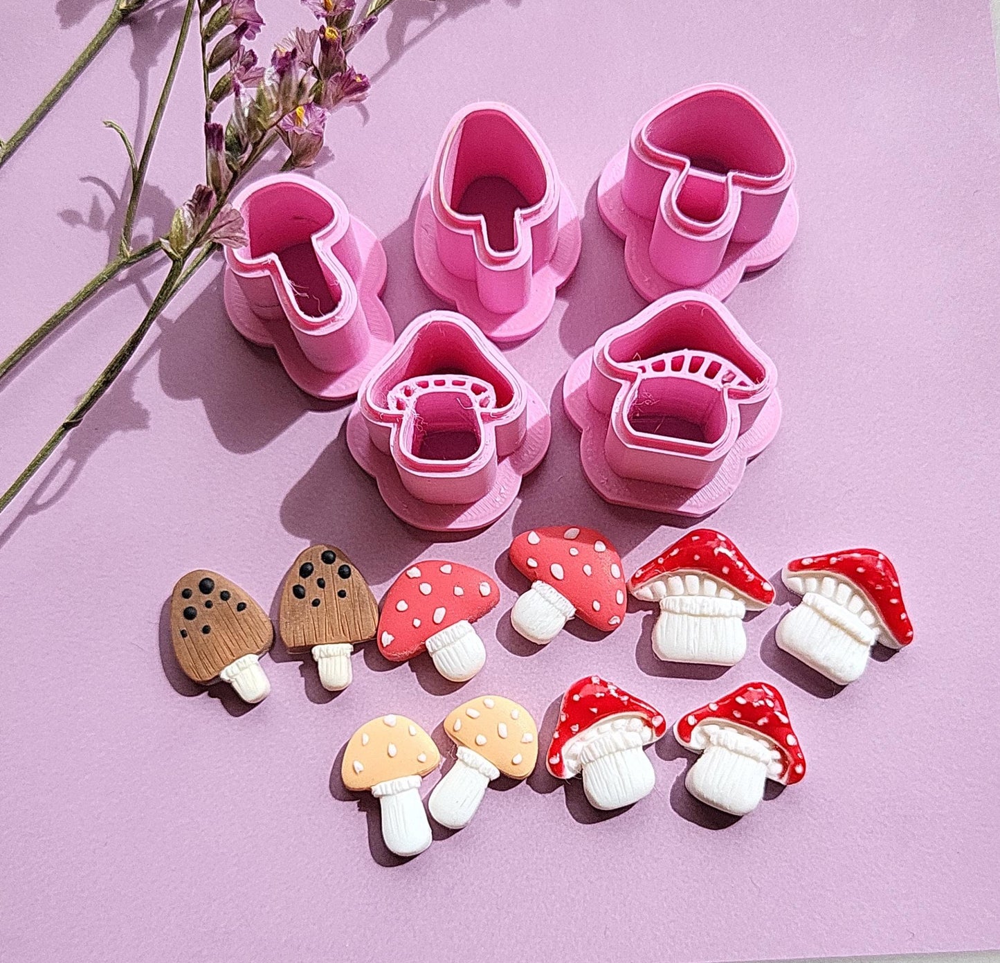 Mushroom Polymer Clay Cutter β’ Cute Fall Embossed Clay Stud Earrings Cutter β’ Autumn β’ 1/2 inches β’ Sharp Clay Cutter β’ Multiple Sizes