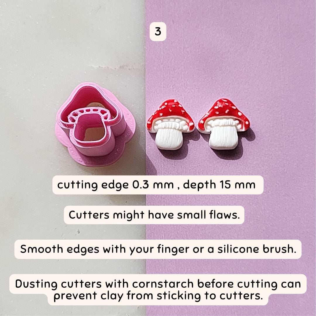 Mushroom Polymer Clay Cutter β’ Cute Fall Embossed Clay Stud Earrings Cutter β’ Autumn β’ 1/2 inches β’ Sharp Clay Cutter β’ Multiple Sizes