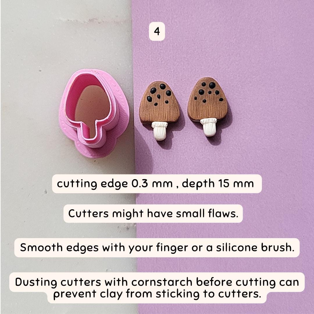 Mushroom Polymer Clay Cutter β’ Cute Fall Embossed Clay Stud Earrings Cutter β’ Autumn β’ 1/2 inches β’ Sharp Clay Cutter β’ Multiple Sizes
